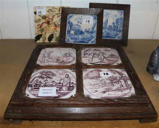 6 Delft tiles & another